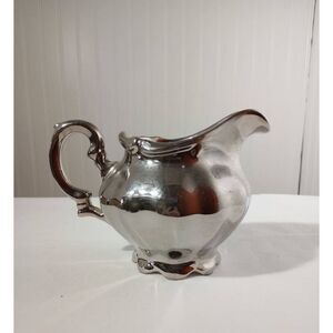 Vintage kronester Bavarian silver dipped porcelain creamer , unique